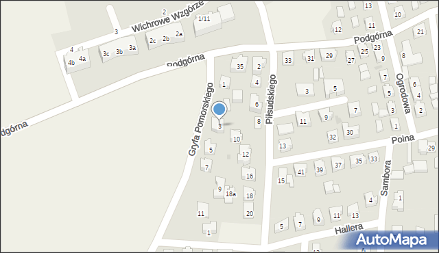 Sierakowice, Gryfa Pomorskiego, 3, mapa Sierakowice