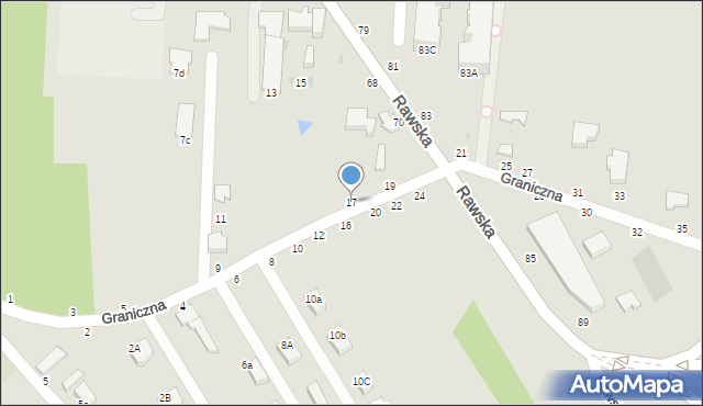 Skierniewice, Graniczna, 17, mapa Skierniewic
