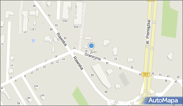 Skierniewice, Graniczna, 27, mapa Skierniewic