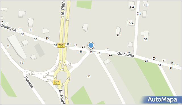 Skierniewice, Graniczna, 40, mapa Skierniewic