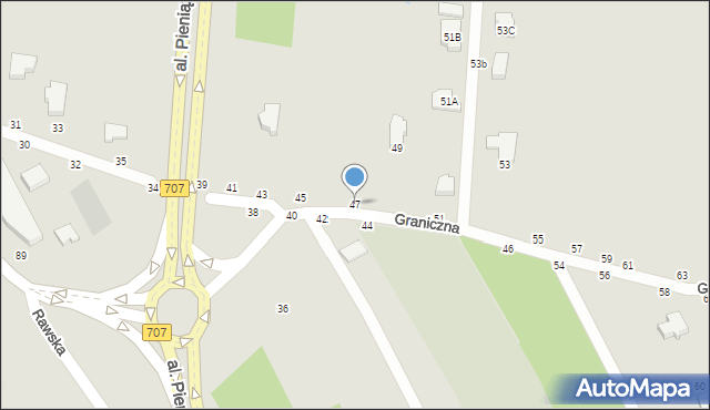 Skierniewice, Graniczna, 47, mapa Skierniewic