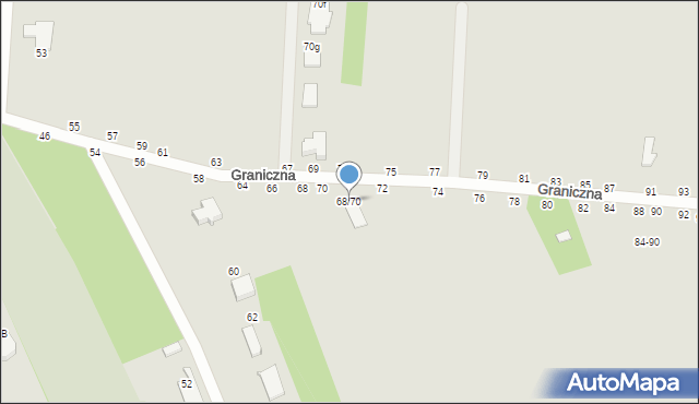 Skierniewice, Graniczna, 68/70, mapa Skierniewic