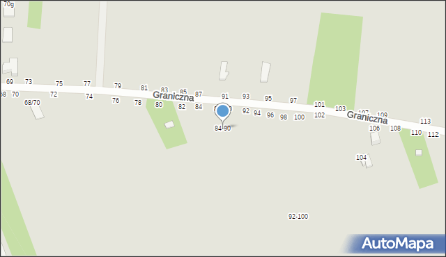 Skierniewice, Graniczna, 84-90, mapa Skierniewic