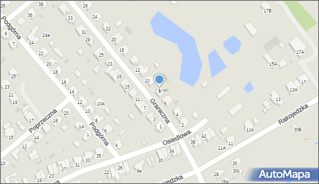 Skoki, Graniczna, 8, mapa Skoki