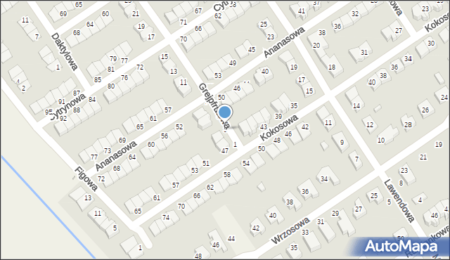 Skórzewo, Grejpfrutowa, 3, mapa Skórzewo