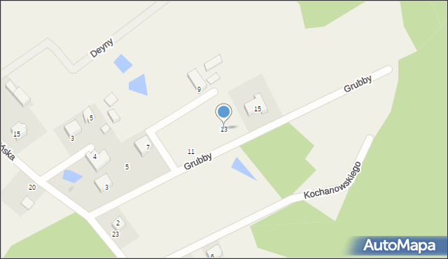 Skrzeszewo, Grubby Andrzeja, 13, mapa Skrzeszewo