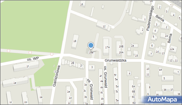Skwierzyna, Grunwaldzka, 18a, mapa Skwierzyna