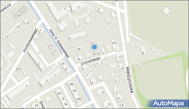 Skwierzyna, Grynickiego, 2, mapa Skwierzyna