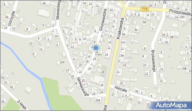 Słomniki, Grunwaldzka, 13, mapa Słomniki