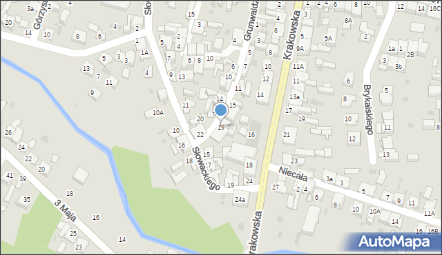 Słomniki, Grunwaldzka, 19, mapa Słomniki