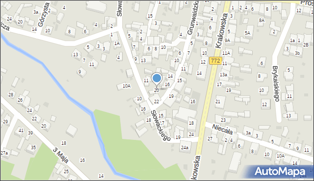 Słomniki, Grunwaldzka, 20, mapa Słomniki
