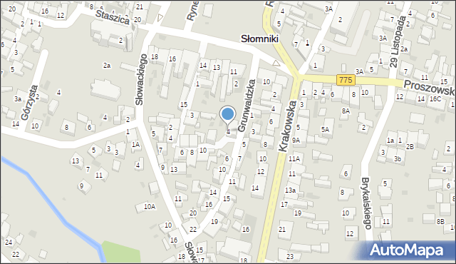 Słomniki, Grunwaldzka, 4, mapa Słomniki