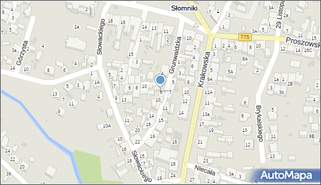 Słomniki, Grunwaldzka, 6, mapa Słomniki