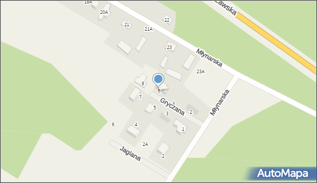 Słupno, Gryczana, 6, mapa Słupno