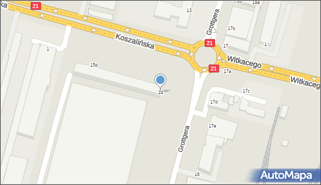 Słupsk, Grottgera Artura, 14, mapa Słupska