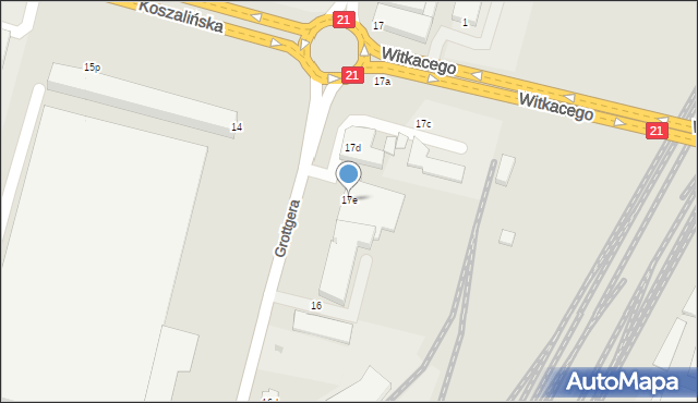 Słupsk, Grottgera Artura, 17e, mapa Słupska