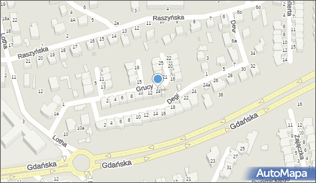 Słupsk, Grucy Adama, prof., 14, mapa Słupska