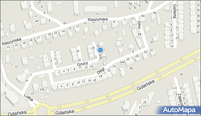 Słupsk, Grucy Adama, prof., 16, mapa Słupska