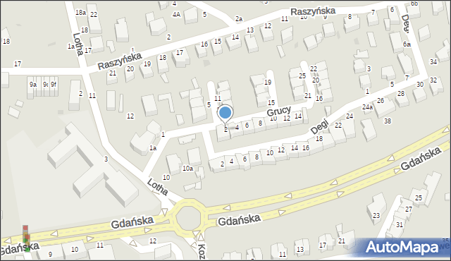 Słupsk, Grucy Adama, prof., 2, mapa Słupska