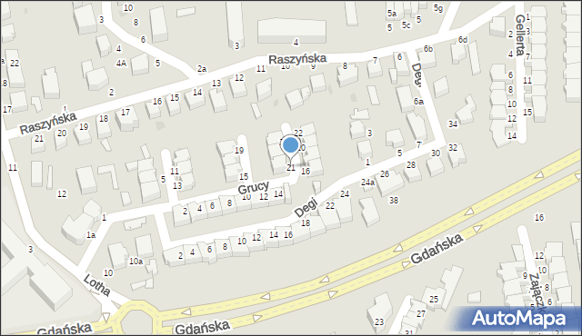 Słupsk, Grucy Adama, prof., 21, mapa Słupska