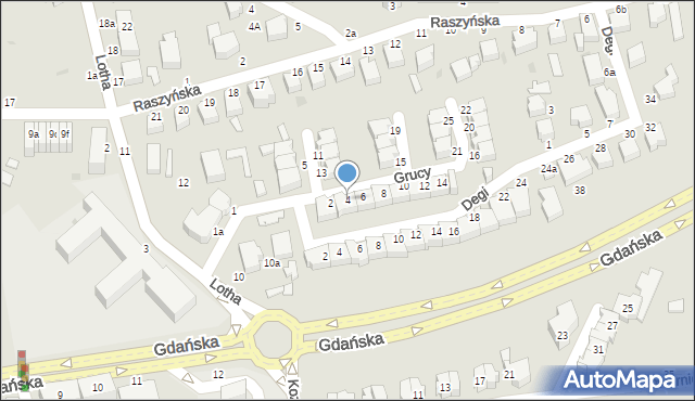 Słupsk, Grucy Adama, prof., 4, mapa Słupska