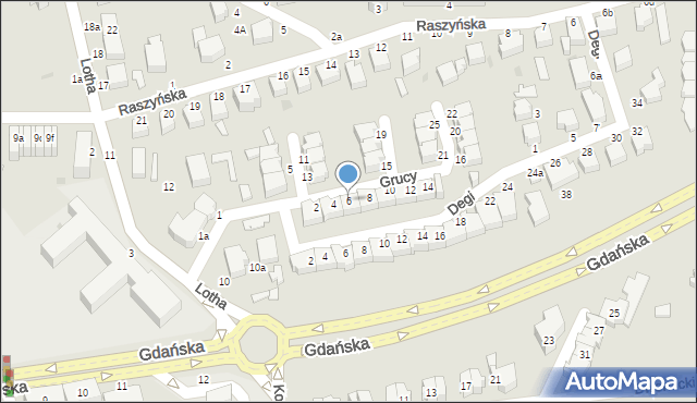 Słupsk, Grucy Adama, prof., 6, mapa Słupska