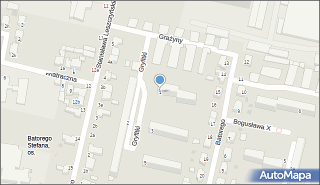 Słupsk, Gryfitki Anny, 1, mapa Słupska