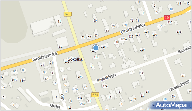 Sokółka, Grodzieńska, 112, mapa Sokółka