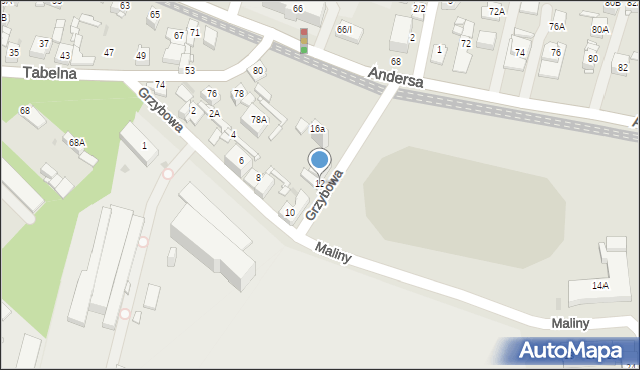 Sosnowiec, Grzybowa, 12, mapa Sosnowca