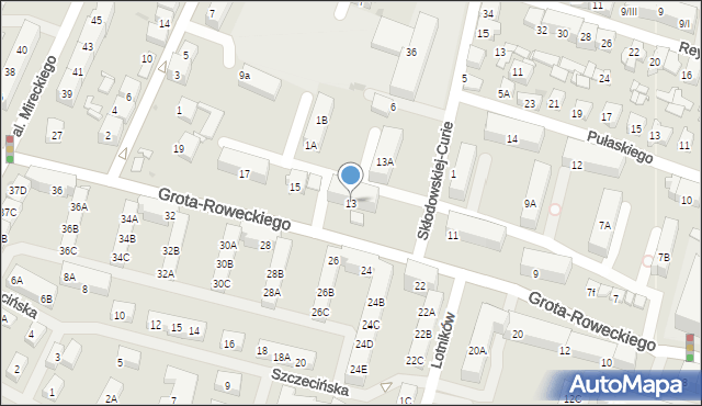 Sosnowiec, Grota-Roweckiego Stefana, gen., 13, mapa Sosnowca