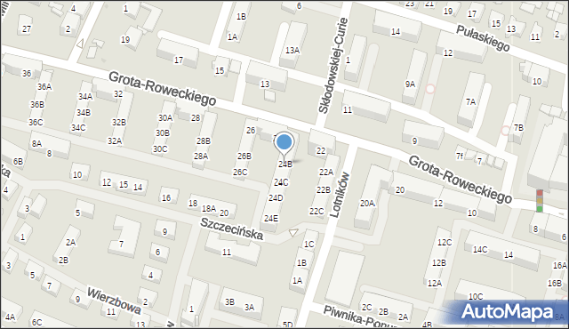 Sosnowiec, Grota-Roweckiego Stefana, gen., 24B, mapa Sosnowca