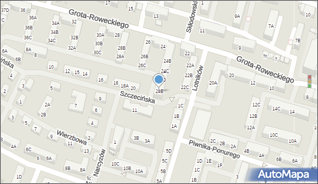 Sosnowiec, Grota-Roweckiego Stefana, gen., 24E, mapa Sosnowca