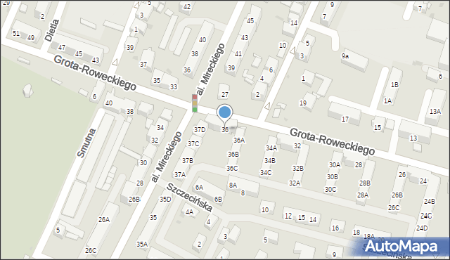 Sosnowiec, Grota-Roweckiego Stefana, gen., 36, mapa Sosnowca