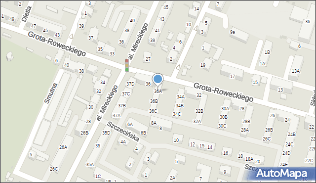 Sosnowiec, Grota-Roweckiego Stefana, gen., 36A, mapa Sosnowca