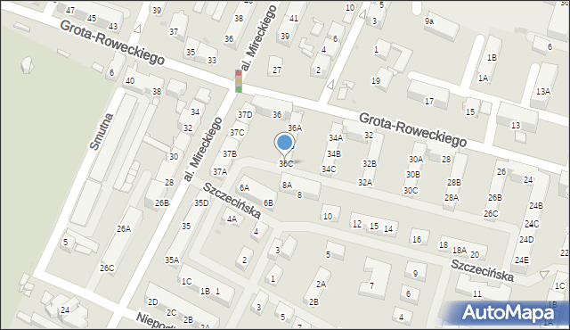 Sosnowiec, Grota-Roweckiego Stefana, gen., 36C, mapa Sosnowca