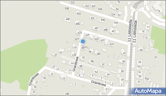 Sosnowiec, Granitowa, 9D, mapa Sosnowca