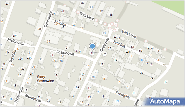 Sosnowiec, Grabowa, 14, mapa Sosnowca