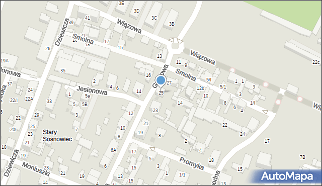 Sosnowiec, Grabowa, 25, mapa Sosnowca