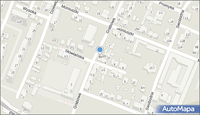 Sosnowiec, Grabowa, 5A, mapa Sosnowca