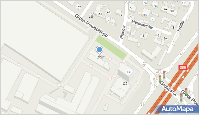 Sosnowiec, Grota-Roweckiego Stefana, gen., 130a, mapa Sosnowca