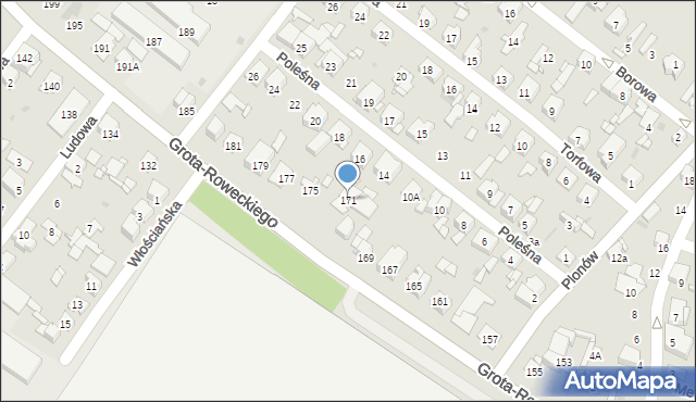 Sosnowiec, Grota-Roweckiego Stefana, gen., 171, mapa Sosnowca