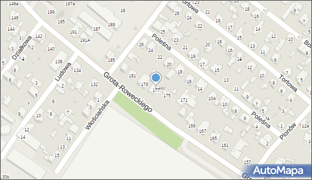 Sosnowiec, Grota-Roweckiego Stefana, gen., 177, mapa Sosnowca