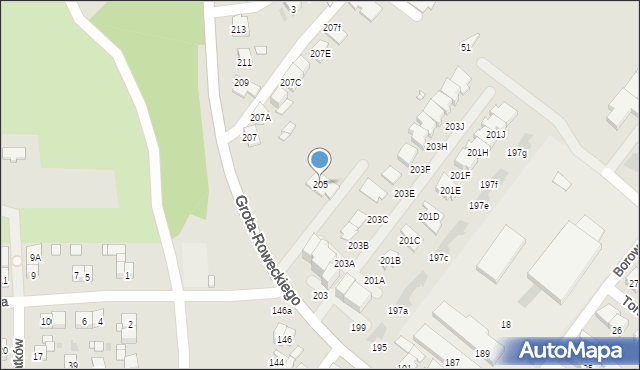 Sosnowiec, Grota-Roweckiego Stefana, gen., 205, mapa Sosnowca