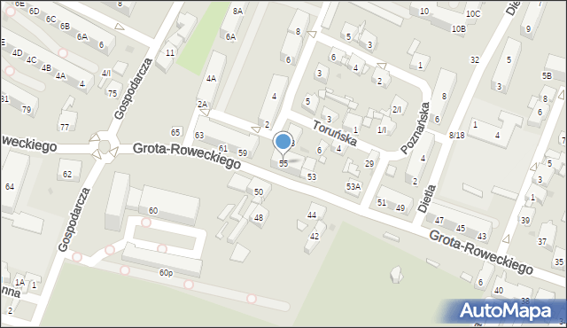 Sosnowiec, Grota-Roweckiego Stefana, gen., 55, mapa Sosnowca