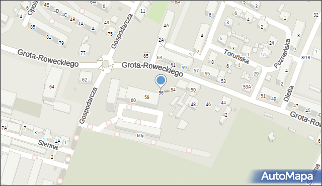 Sosnowiec, Grota-Roweckiego Stefana, gen., 56, mapa Sosnowca