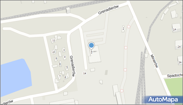 Sosnowiec, Grenadierów, 2, mapa Sosnowca