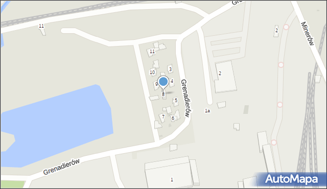 Sosnowiec, Grenadierów, 8, mapa Sosnowca