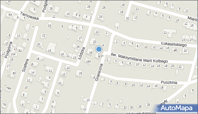 Sosnowiec, Graniczna, 6, mapa Sosnowca