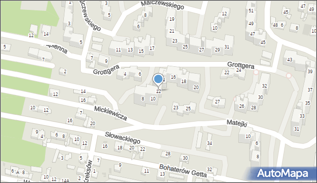 Sosnowiec, Grottgera Artura, 12, mapa Sosnowca