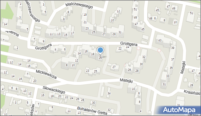 Sosnowiec, Grottgera Artura, 20, mapa Sosnowca